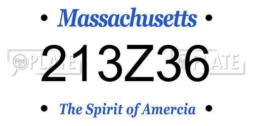 213Z36 Massachusetts License Plate