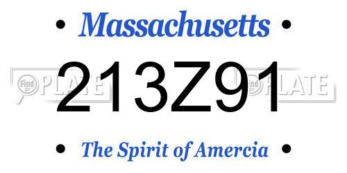 213Z91 Massachusetts License Plate