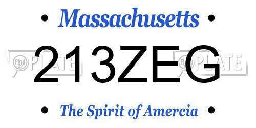 213ZEG Massachusetts License Plate