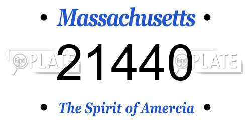 21440 Massachusetts License Plate