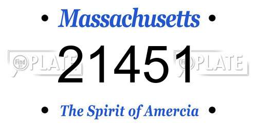 21451 Massachusetts License Plate