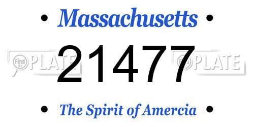 21477 Massachusetts License Plate