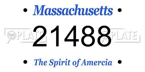 21488 Massachusetts License Plate