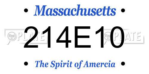 214E10 Massachusetts License Plate
