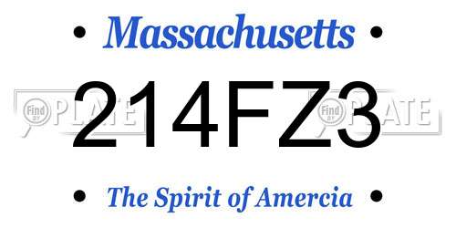 214FZ3 Massachusetts License Plate