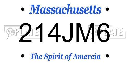 214JM6 Massachusetts License Plate