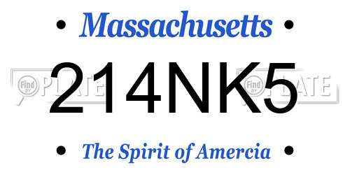 214NK5 Massachusetts License Plate