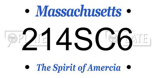 214SC6 Massachusetts License Plate