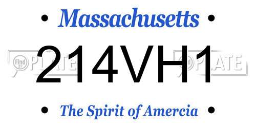 214VH1 Massachusetts License Plate