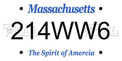 214WW6 Massachusetts License Plate