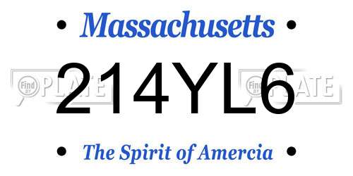 214YL6 Massachusetts License Plate