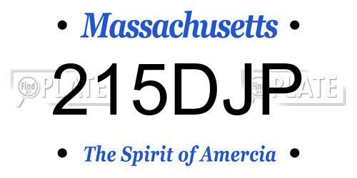 215DJP Massachusetts License Plate