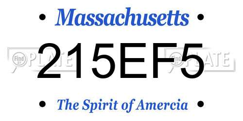 215EF5 Massachusetts License Plate