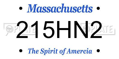 215HN2 Massachusetts License Plate