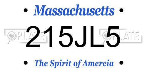 215JL5 Massachusetts License Plate