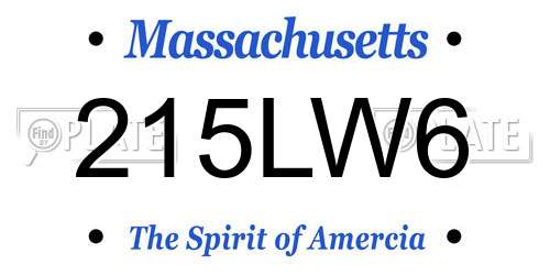 215LW6 Massachusetts License Plate