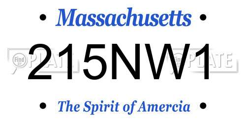 215NW1 Massachusetts License Plate