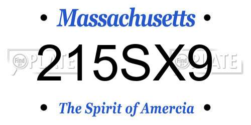 215SX9 Massachusetts License Plate