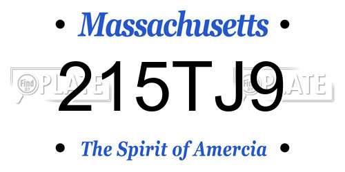 215TJ9 Massachusetts License Plate