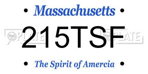 215TSF Massachusetts License Plate