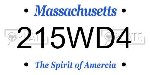 215WD4 Massachusetts License Plate