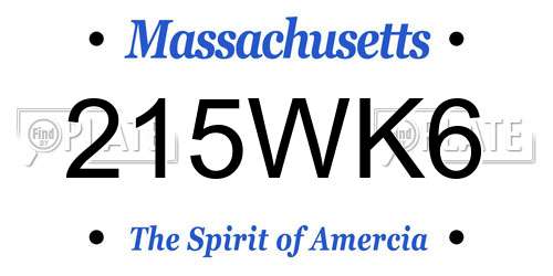 215WK6 Massachusetts License Plate