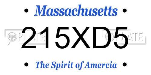 215XD5 Massachusetts License Plate