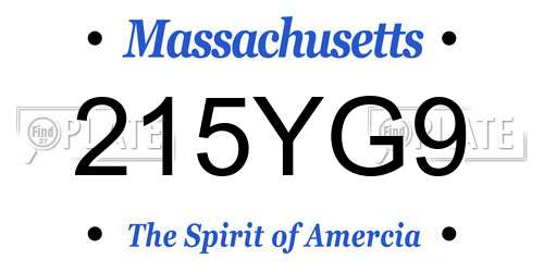 215YG9 Massachusetts License Plate