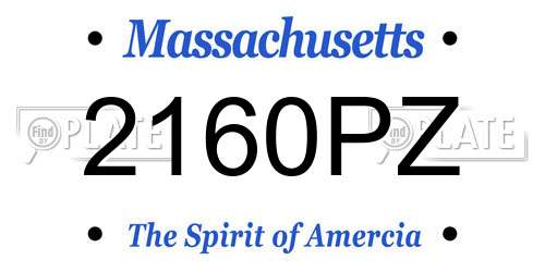 2160PZ Massachusetts License Plate