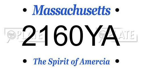 2160YA Massachusetts License Plate