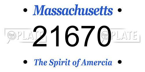 21670 Massachusetts License Plate