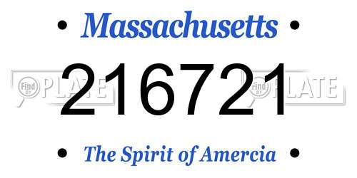 216721 Massachusetts License Plate