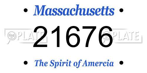 21676 Massachusetts License Plate