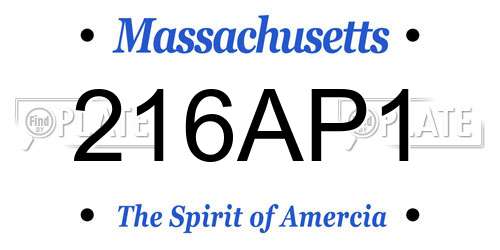216AP1 Massachusetts License Plate