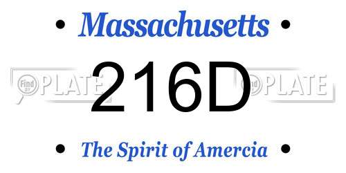 216D Massachusetts License Plate