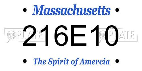 216E10 Massachusetts License Plate