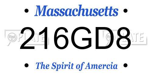216GD8 Massachusetts License Plate