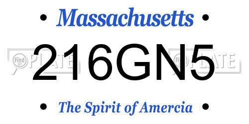 216GN5 Massachusetts License Plate