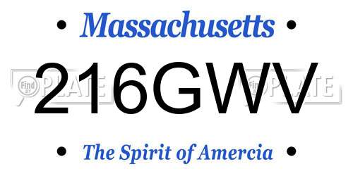 216GWV Massachusetts License Plate