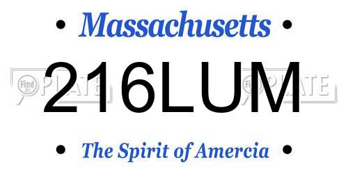 216LUM Massachusetts License Plate