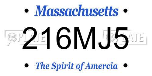 216MJ5 Massachusetts License Plate