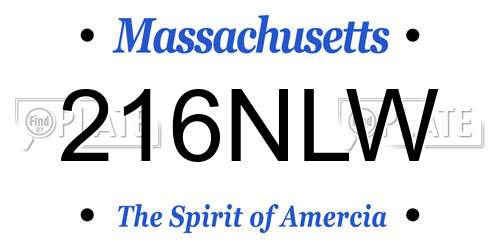 216NLW Massachusetts License Plate