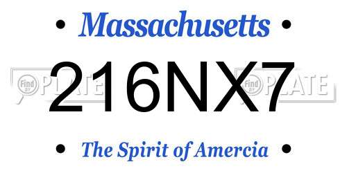 216NX7 Massachusetts License Plate
