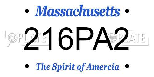 216PA2 Massachusetts License Plate