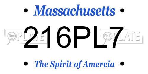 216PL7 Massachusetts License Plate