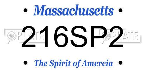 216SP2 Massachusetts License Plate