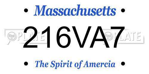 216VA7 Massachusetts License Plate