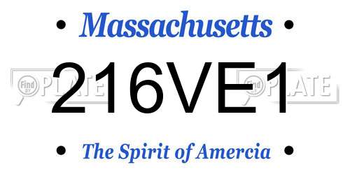 216VE1 Massachusetts License Plate