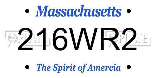 216WR2 Massachusetts License Plate