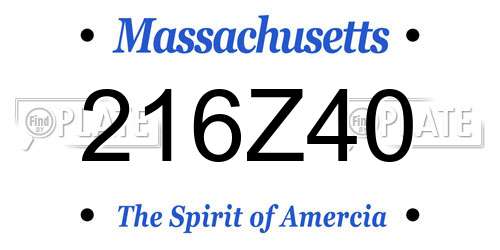 216Z40 Massachusetts License Plate